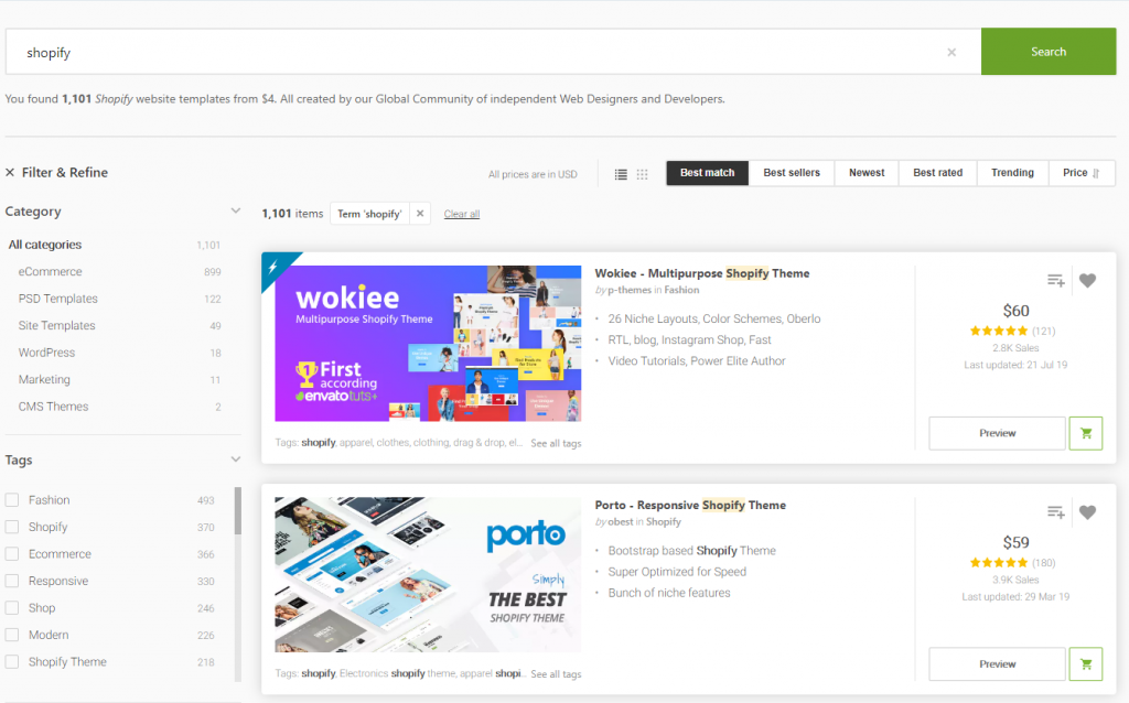 최고의 프리미엄 Shopify 테마