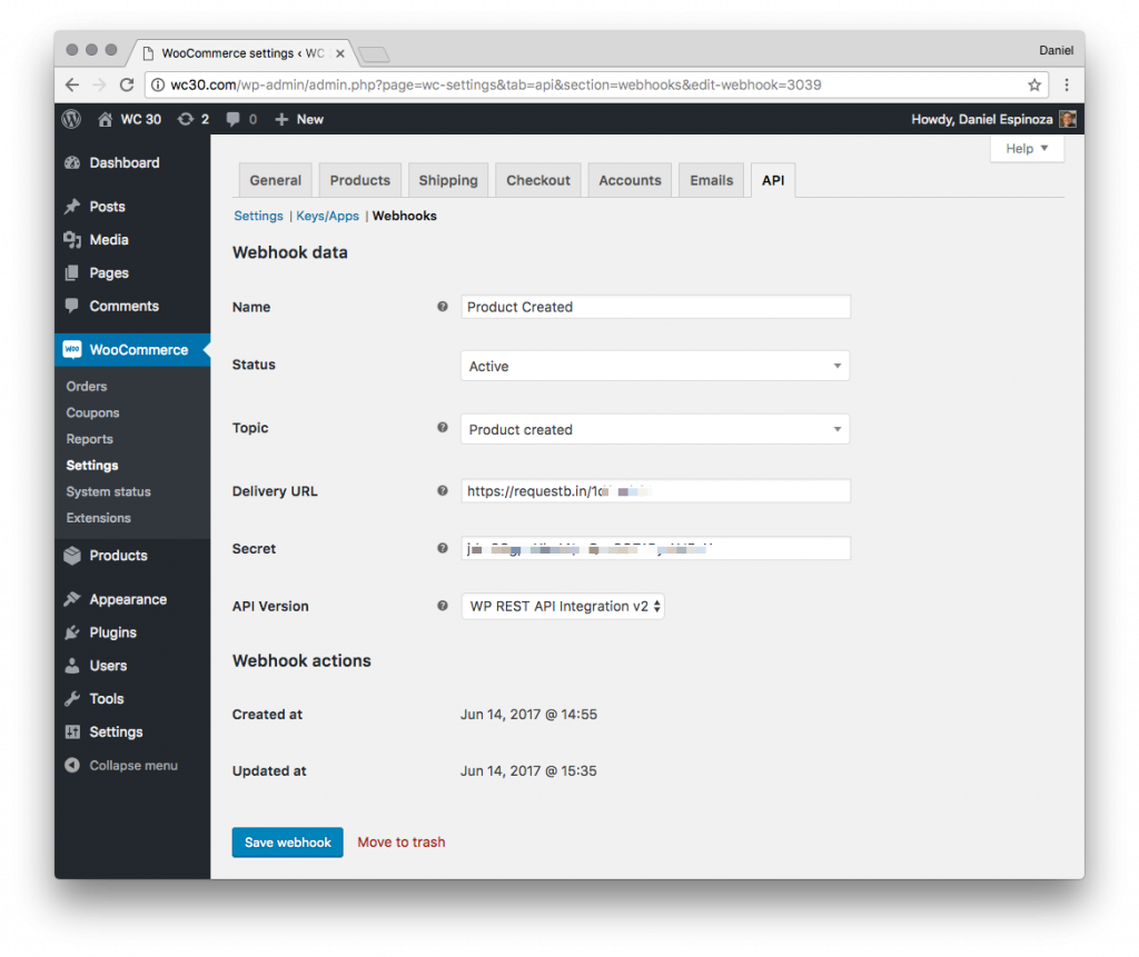 WooCommerce 中的 Webhook