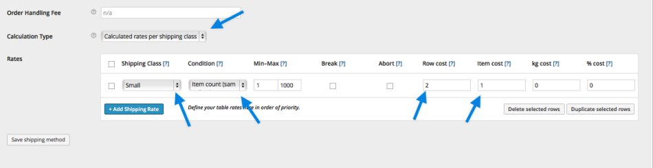 Plugin per la spedizione della tariffa WooCommerce Table