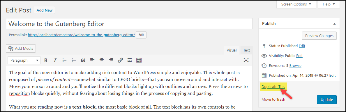 在 WordPress 中復制頁面 |複製這個!重複頁面插件的發佈設置 Duplicate a Page in WordPress | Duplicate This! post setting from Duplicate Page plugin