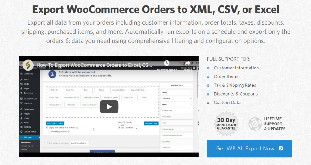 WooCommerce 고객 / CSV 내보내기 플러그인 주문
