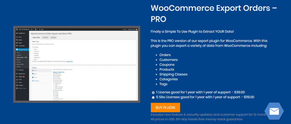 WooCommerce 고객 / CSV 내보내기 플러그인 주문