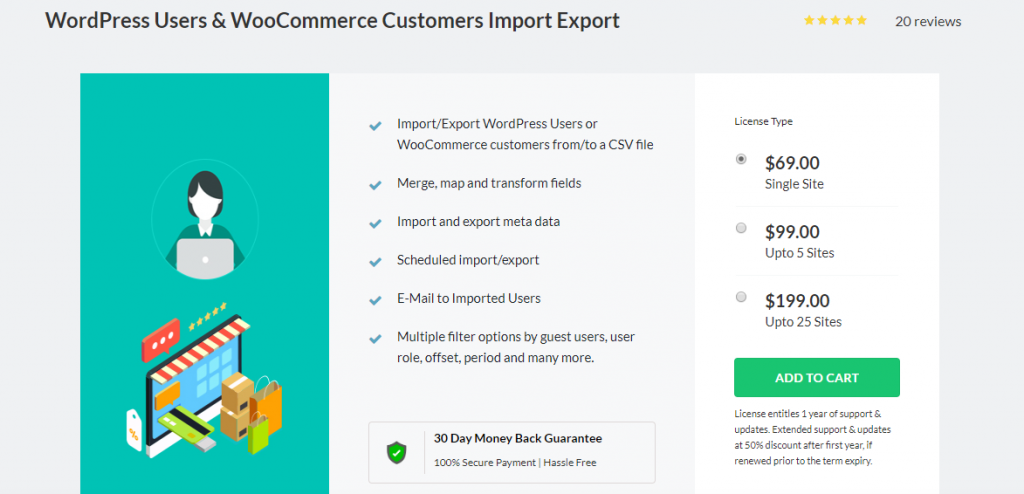 WooCommerce 고객 / CSV 내보내기 플러그인 주문