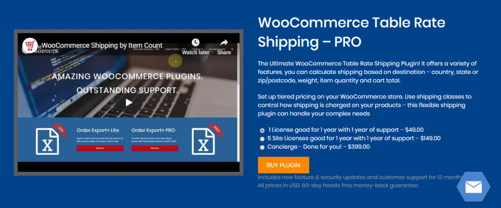 ปลั๊กอินอัตราค่าจัดส่งตาราง WooCommerce