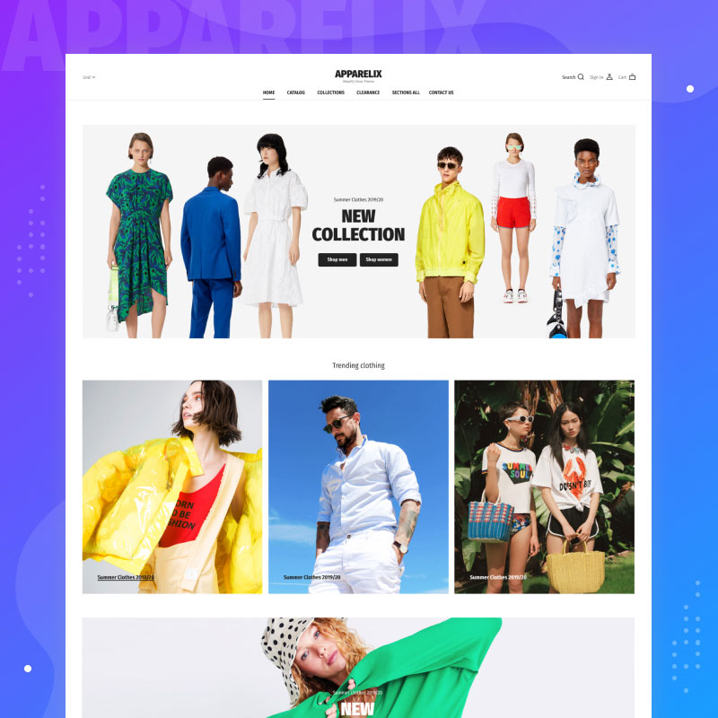 Giyim Markası için Temiz Çok Amaçlı Shopify Teması - Apparelix