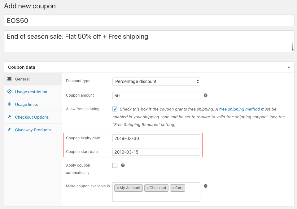 Cupons WooCommerce
