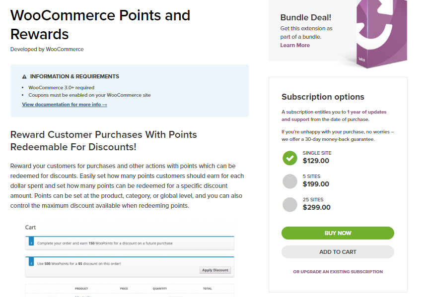 Screenshot der WooCommerce-Punkte- und Belohnungserweiterung für den Artikel WooCommerce-Preisstrategien