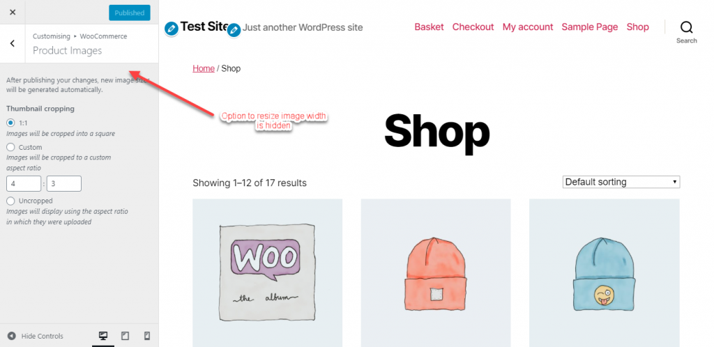 ubah ukuran gambar di WooCommerce