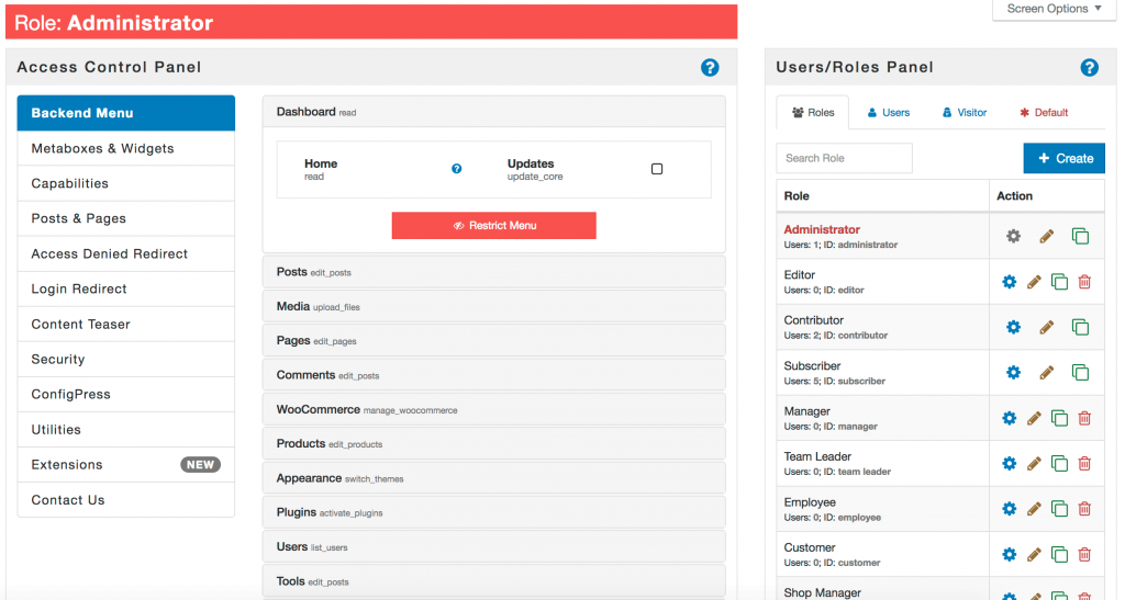 Complementos de roles y permisos de WooCommerce