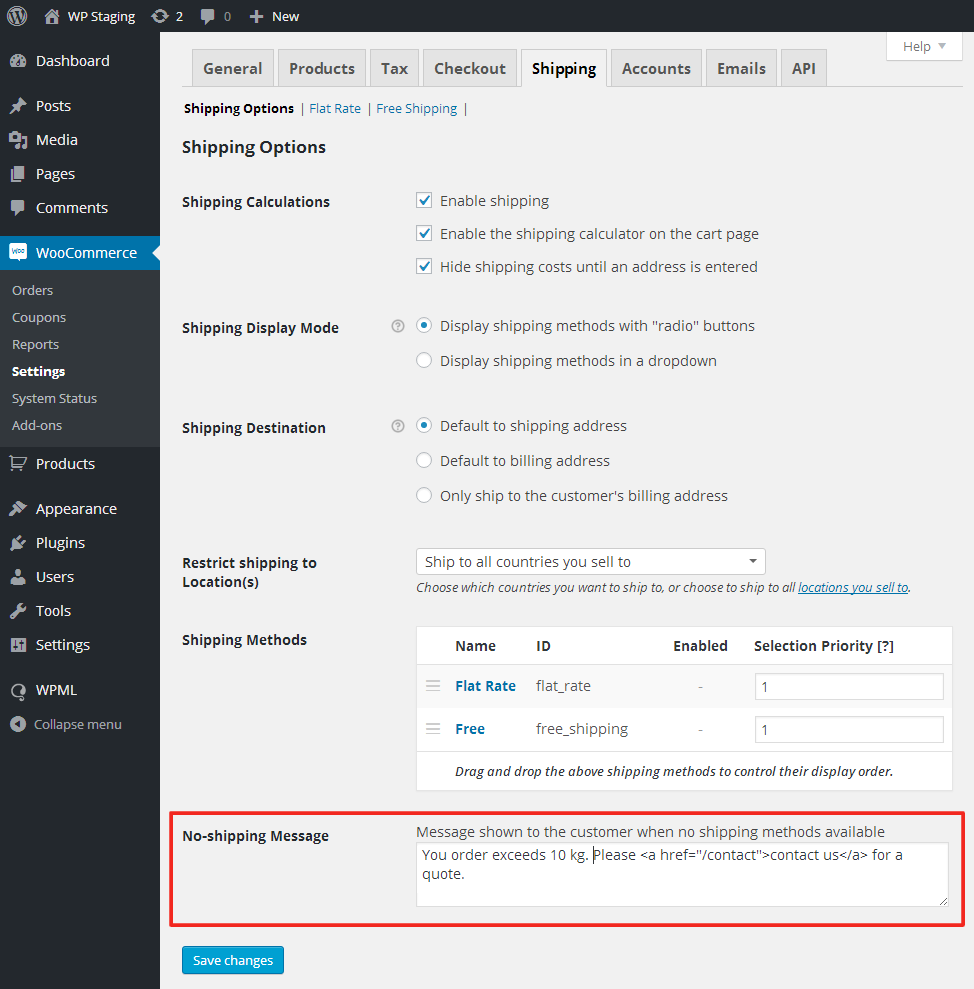 الإضافات WooCommerce Shipping