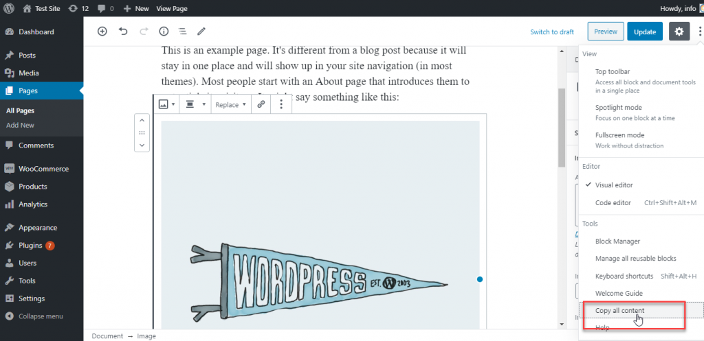 قم بتكرار صفحة WordPress