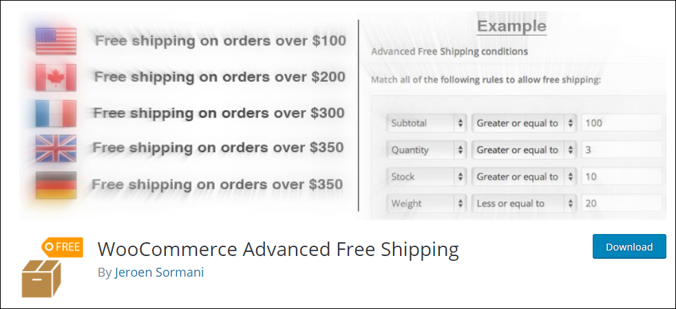 WooCommerce Kostenloser Versand | WooCommerce Erweitertes Plugin für kostenlosen Versand WooCommerce Free Shipping | WooCommerce Advanced Free Shipping Plugin