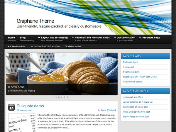 Graphene 가장 인기 있는 무료 응답 WordPress 테마