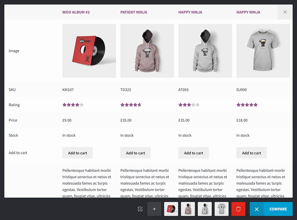 WooCommerce 产品比较插件