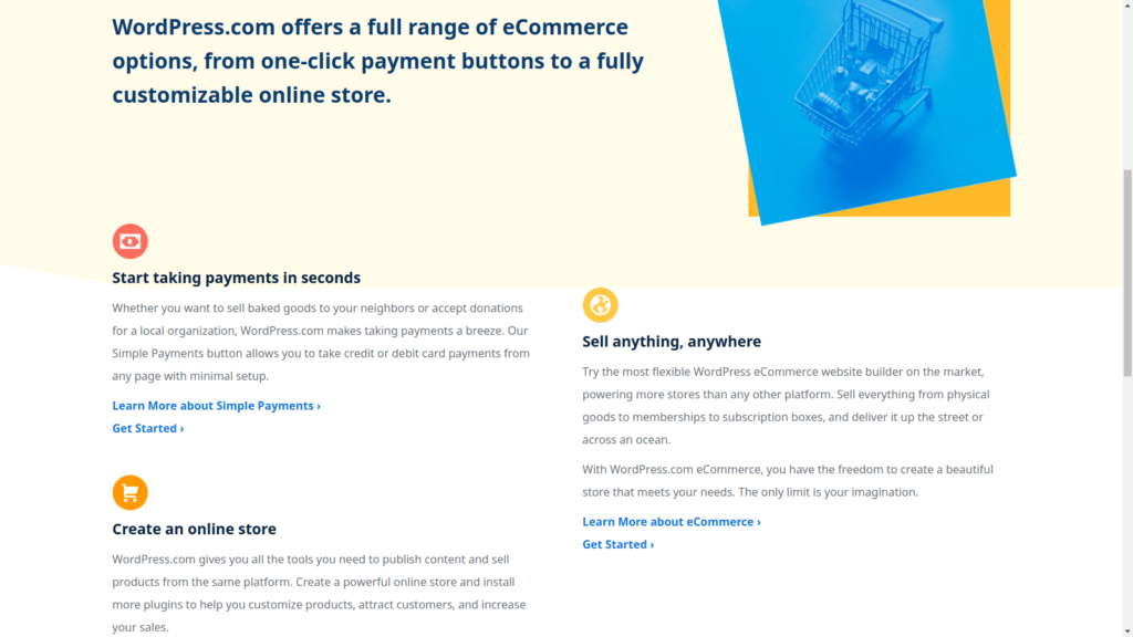 WordPress.com 电子商务网站托管