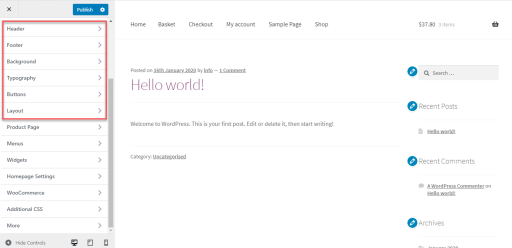 WordPress 테마 설치 및 설정