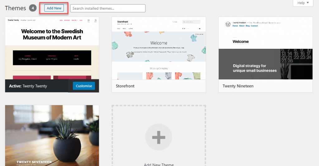 WordPress 테마 설치 및 설정