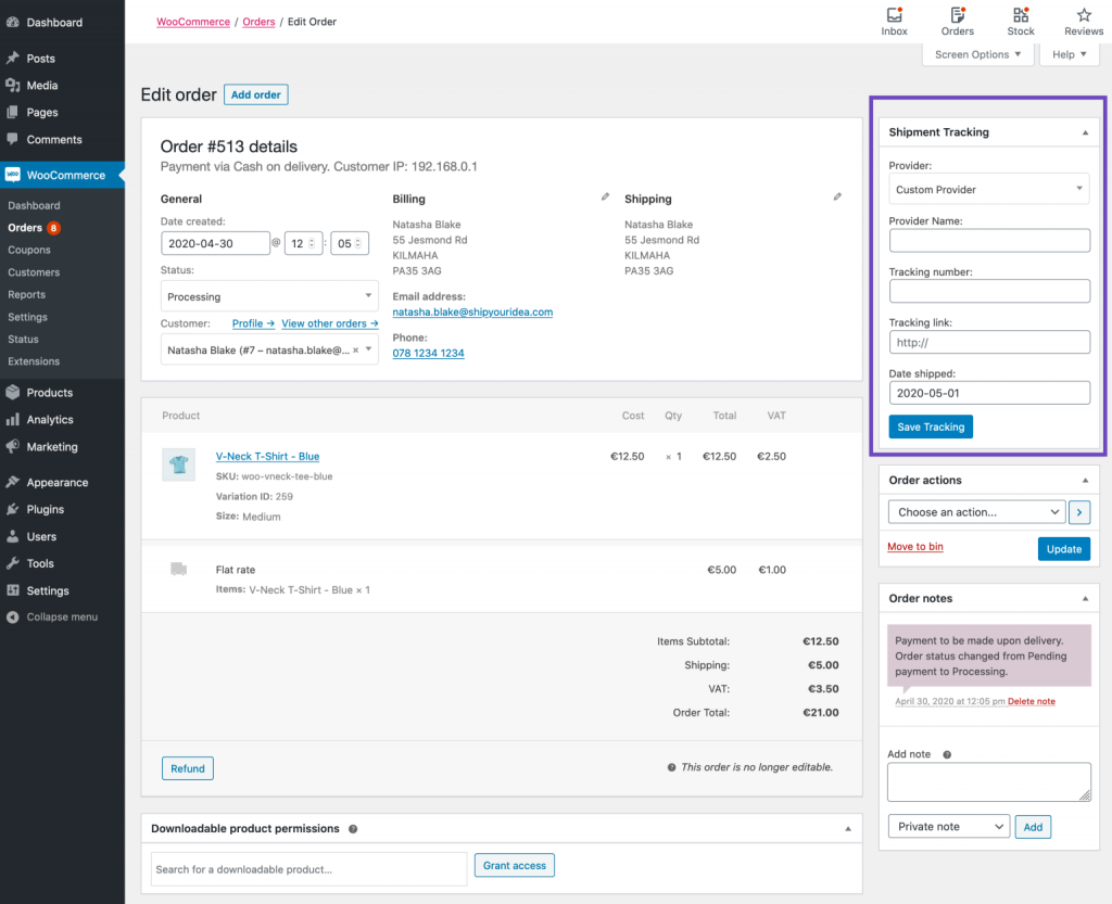 WooCommerce 发货跟踪插件