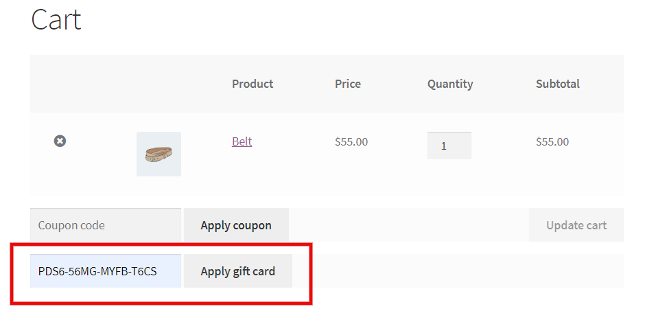 出售 WooCommerce 礼品卡