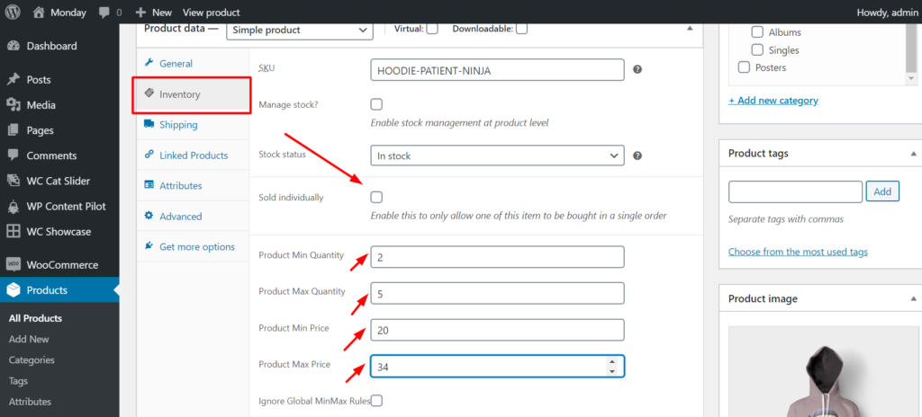WooCommerce 插件设置最小和最大数量