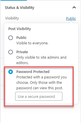 WordPress içeriğini parolayla koruyun