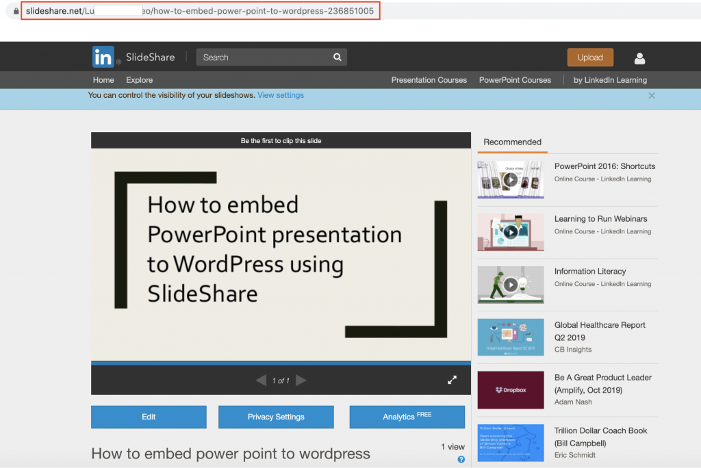 PowerPoint Sunum WordPress'i Göm