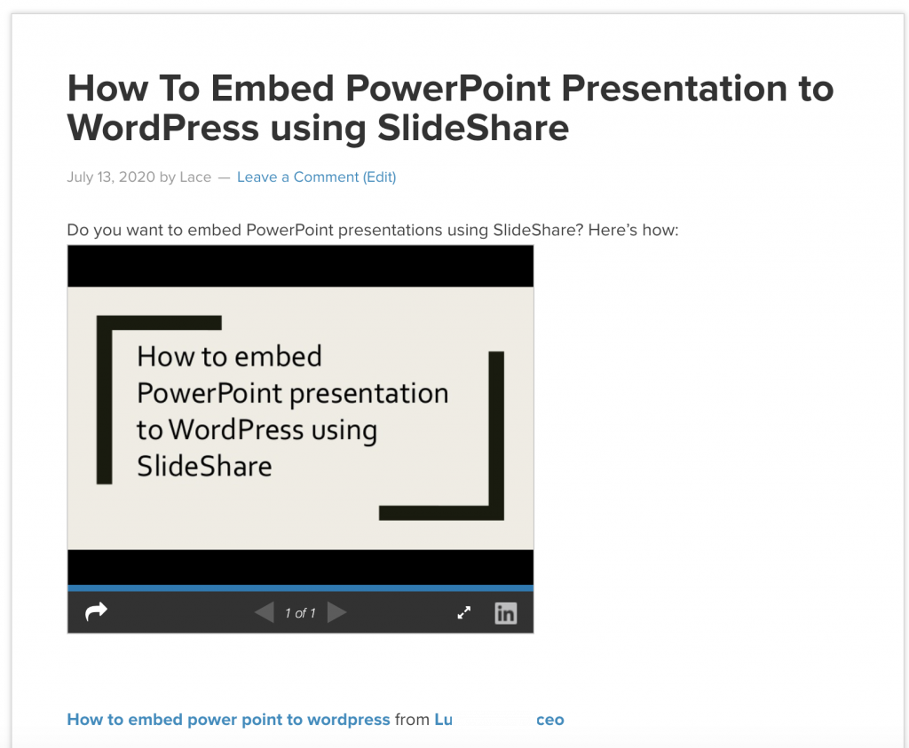 PowerPoint Sunum WordPress'i Göm