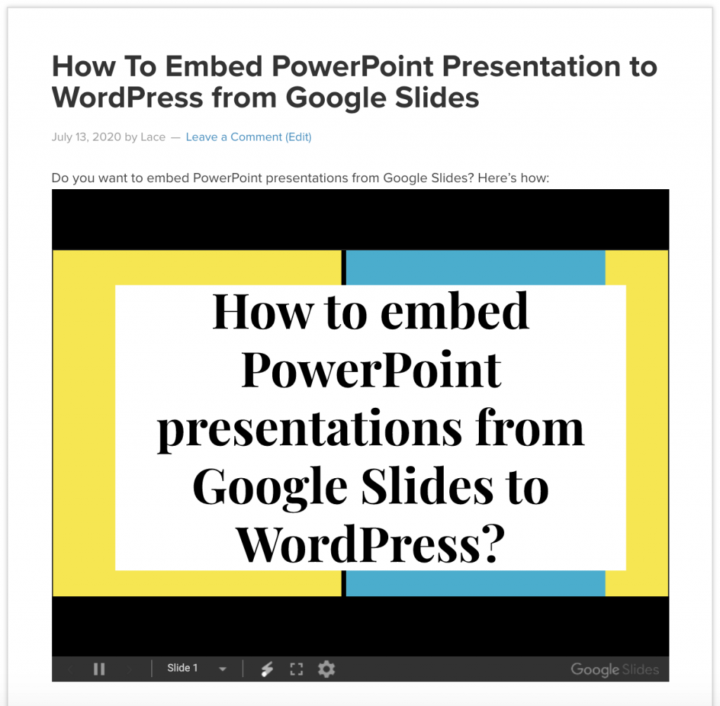PowerPoint Sunum WordPress'i Göm