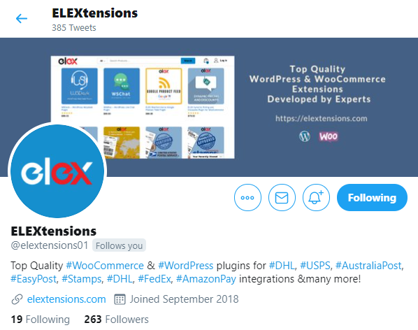 Cuentas de Twitter para WordPress WooCommerce