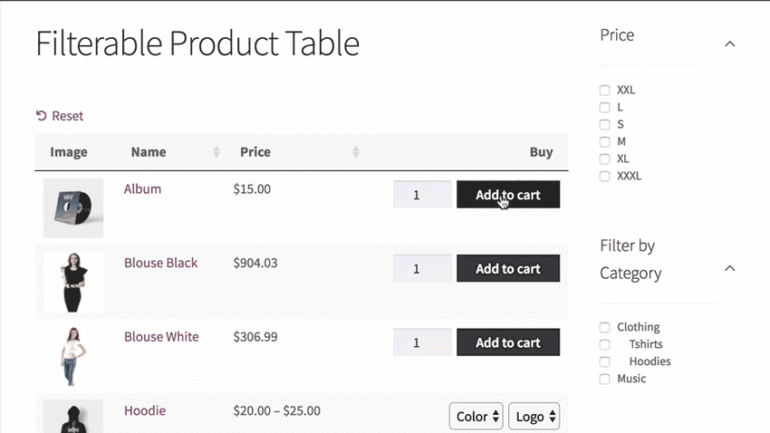 Plugin di filtri per prodotti WooCommerce