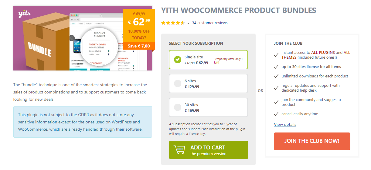لقطة شاشة للمكون الإضافي YITH WooCommerce Product Bundles