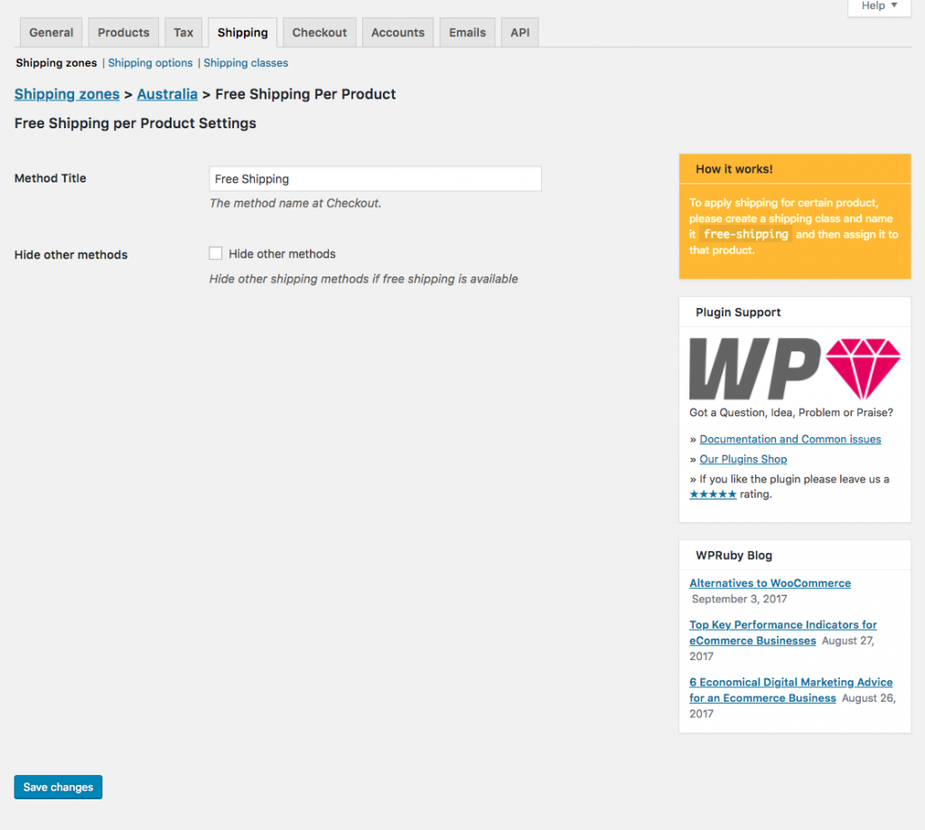 Pengiriman gratis WooCommerce