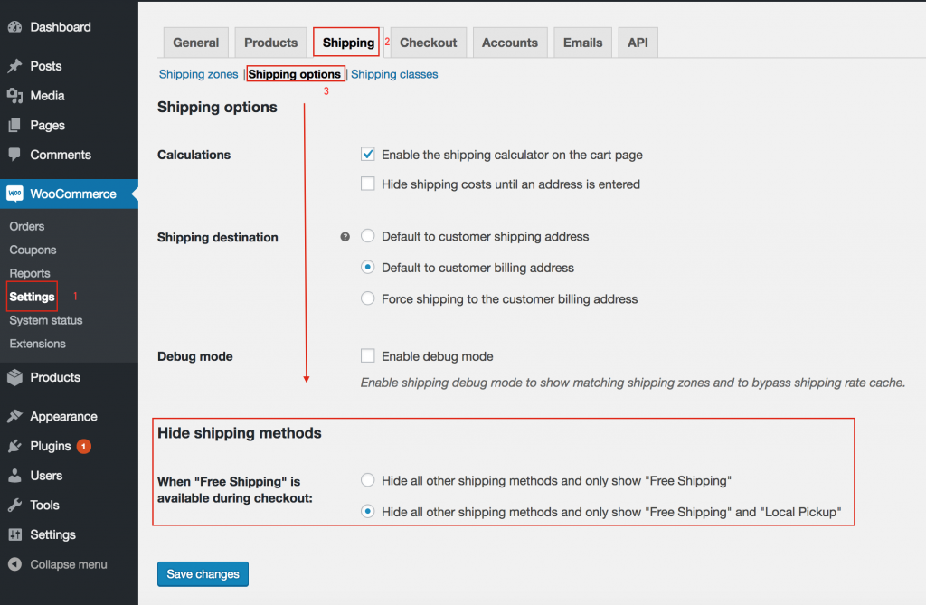 Pengiriman gratis WooCommerce