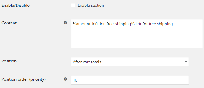 Pengiriman gratis WooCommerce