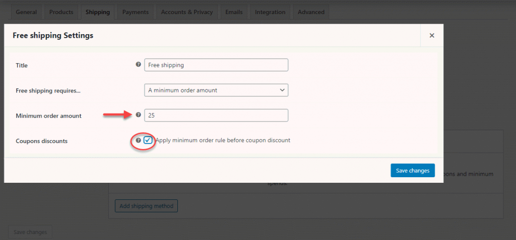 Pengiriman gratis WooCommerce