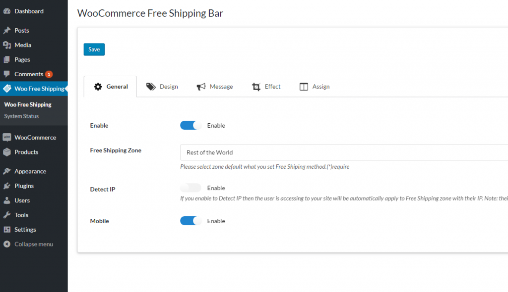Pengiriman gratis WooCommerce