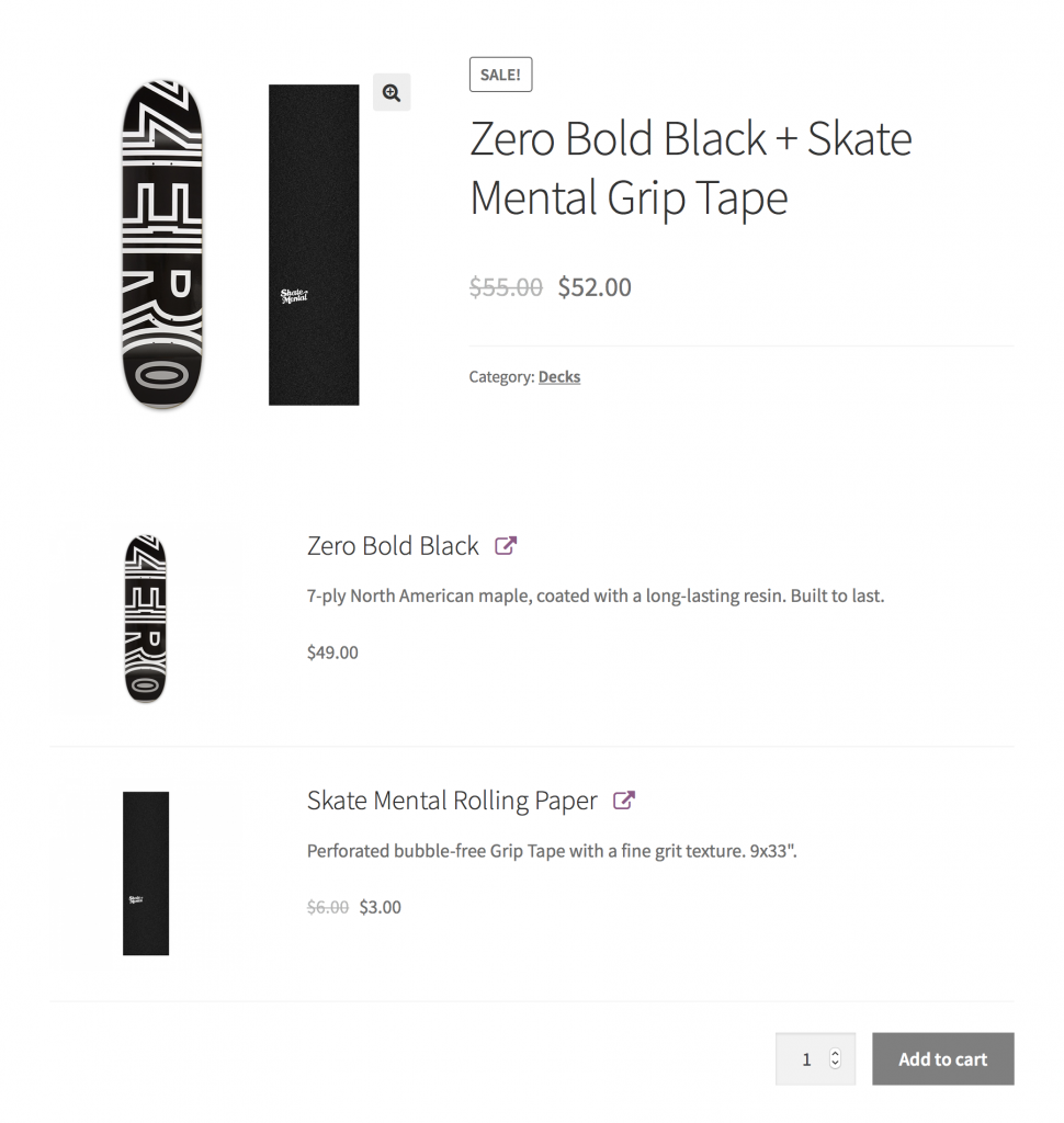 tangkapan layar bundel produk WooCommerce