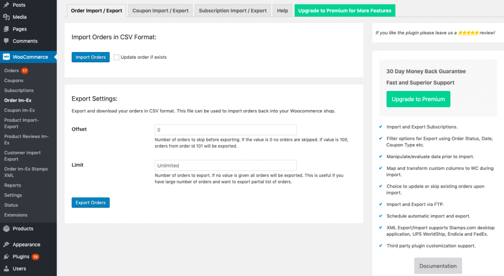 Importación y exportación de pedidos de WooCommerce