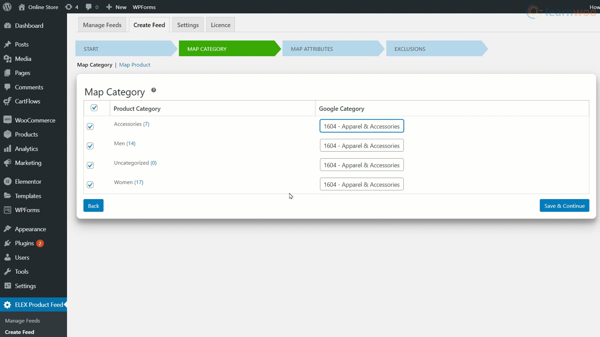 Cartografierea atributelor produselor pentru produsele woocommerce pe Google Shopping