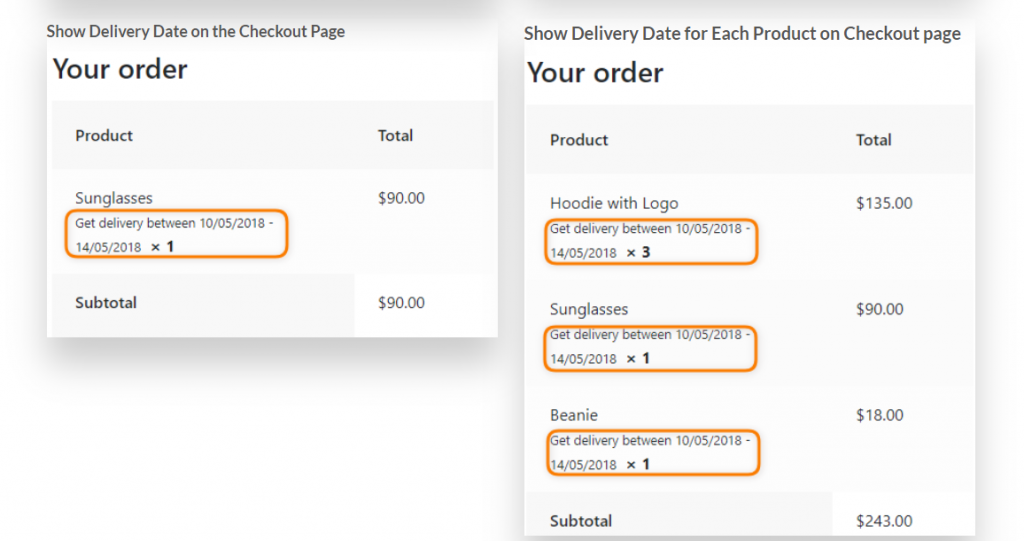 Plugin per la data di consegna stimata di WooCommerce