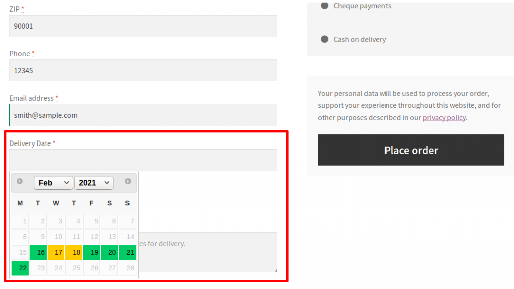 Plugin per la data di consegna stimata di WooCommerce