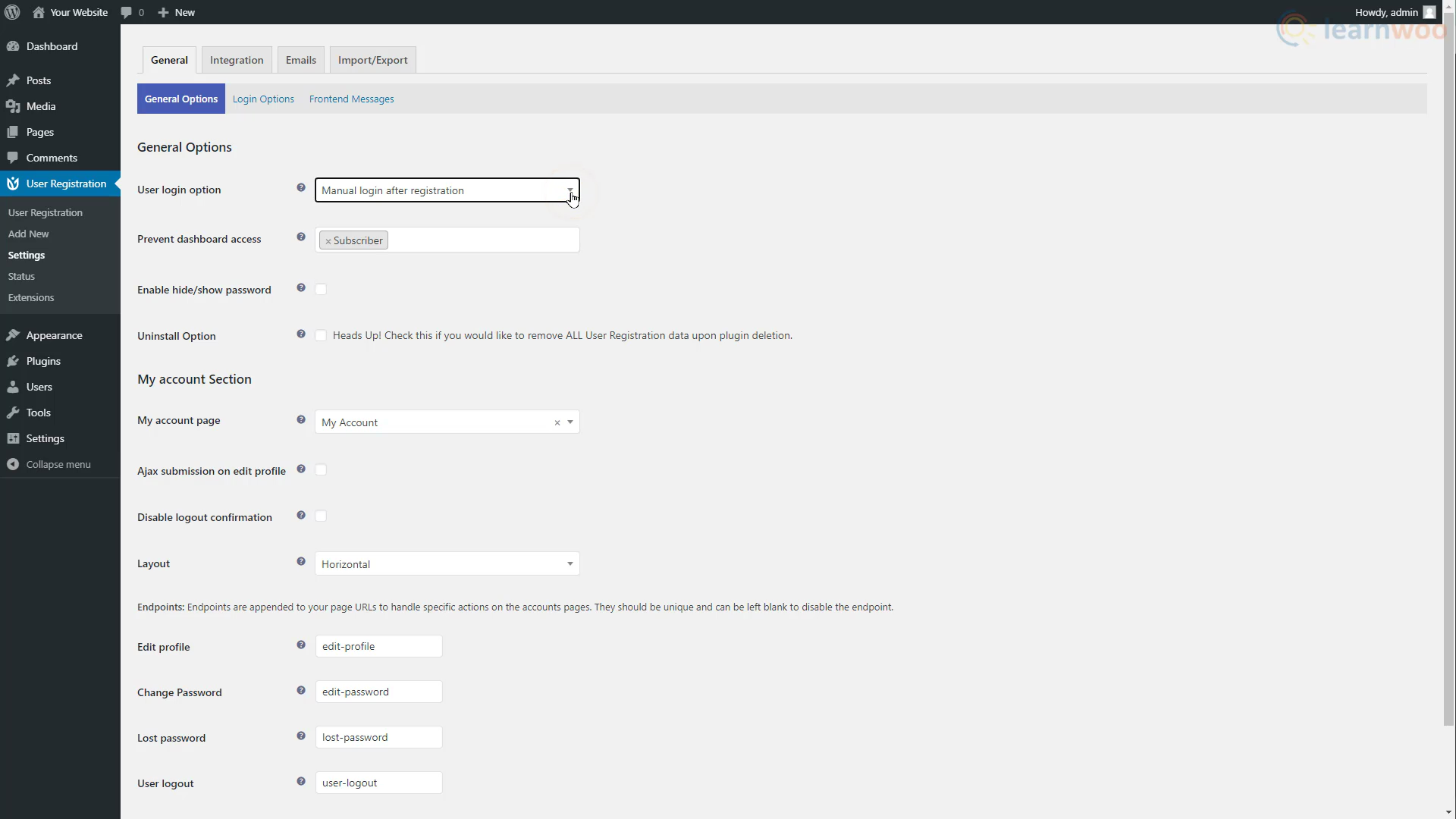 Plugin per la registrazione degli utenti.