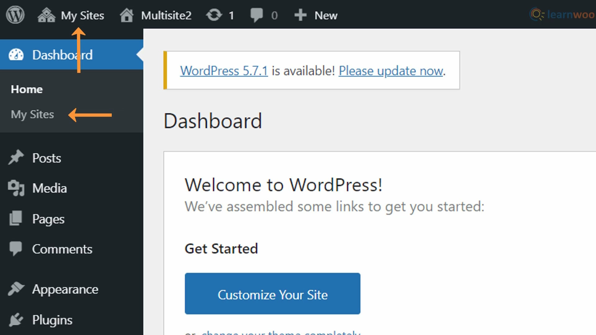 การเพิ่มไซต์ย่อยให้กับ multisite