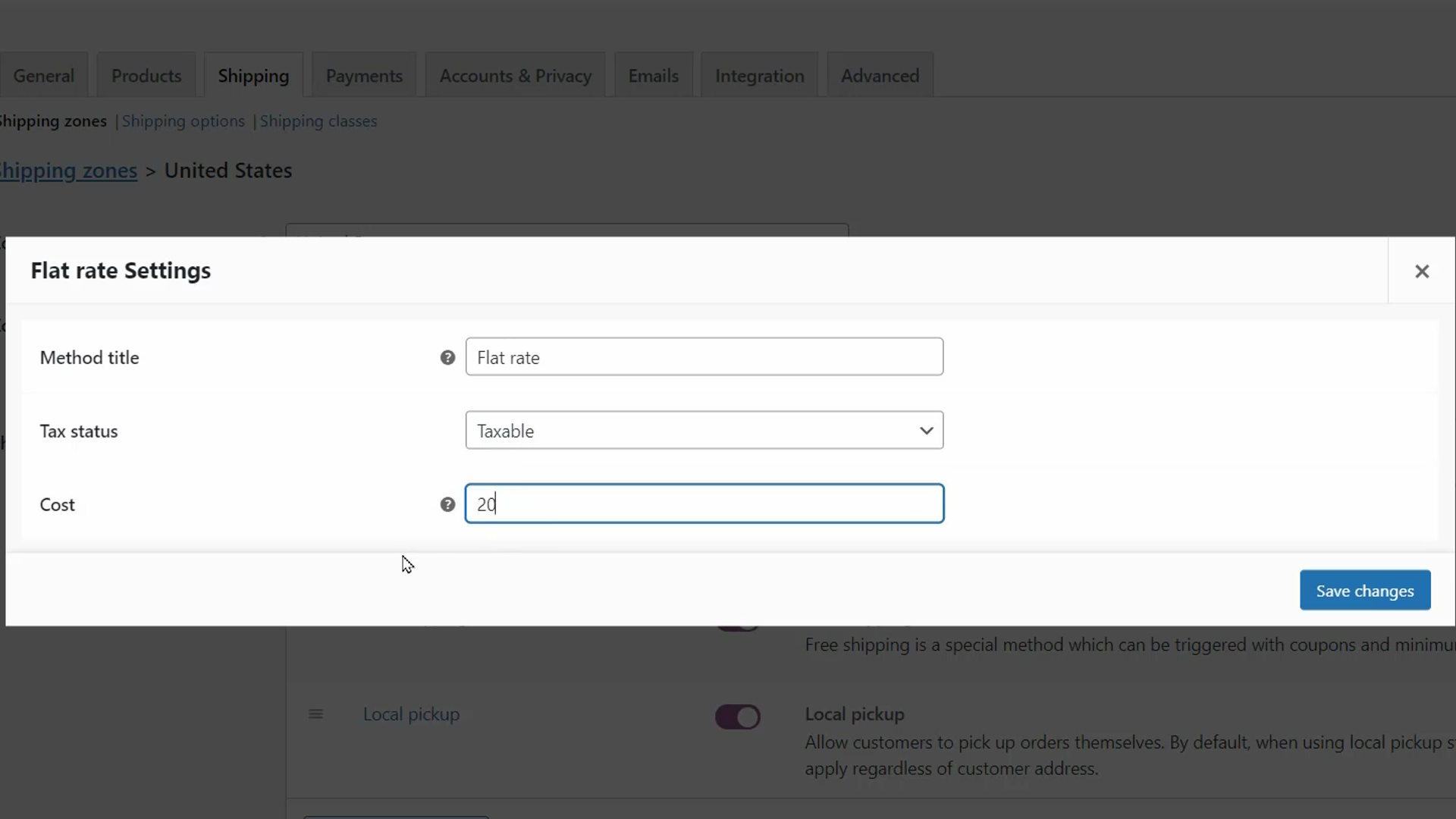 WooCommerce วิธีการจัดส่งแบบอัตราคงที่