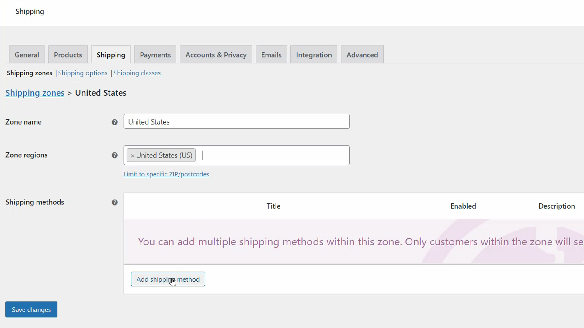 เขตการขนส่ง WooCommerce