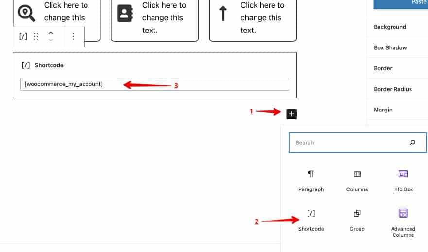 agregar códigos cortos de WooCommerce