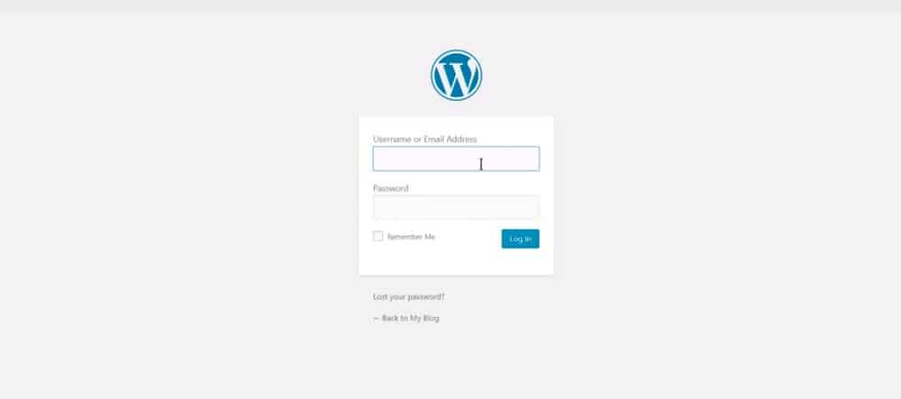 página de login do WordPress