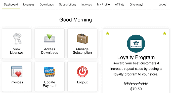 WooCommerceダッシュボードの高度なギフトカード The Advanced Gift Cards for WooCommerce dashboard