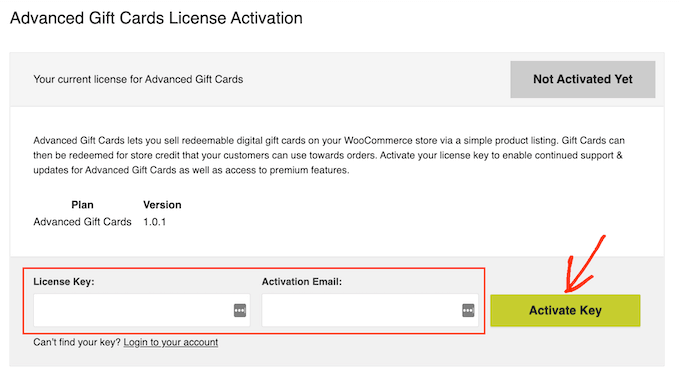 WooCommerceプラグインのアドバンストギフトカードを有効にする Activating the Advanced Gift Cards for WooCommerce plugin