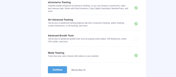 เลือกคุณสมบัติการติดตามที่จะเปิดใช้งาน Choose which tracking features to enable